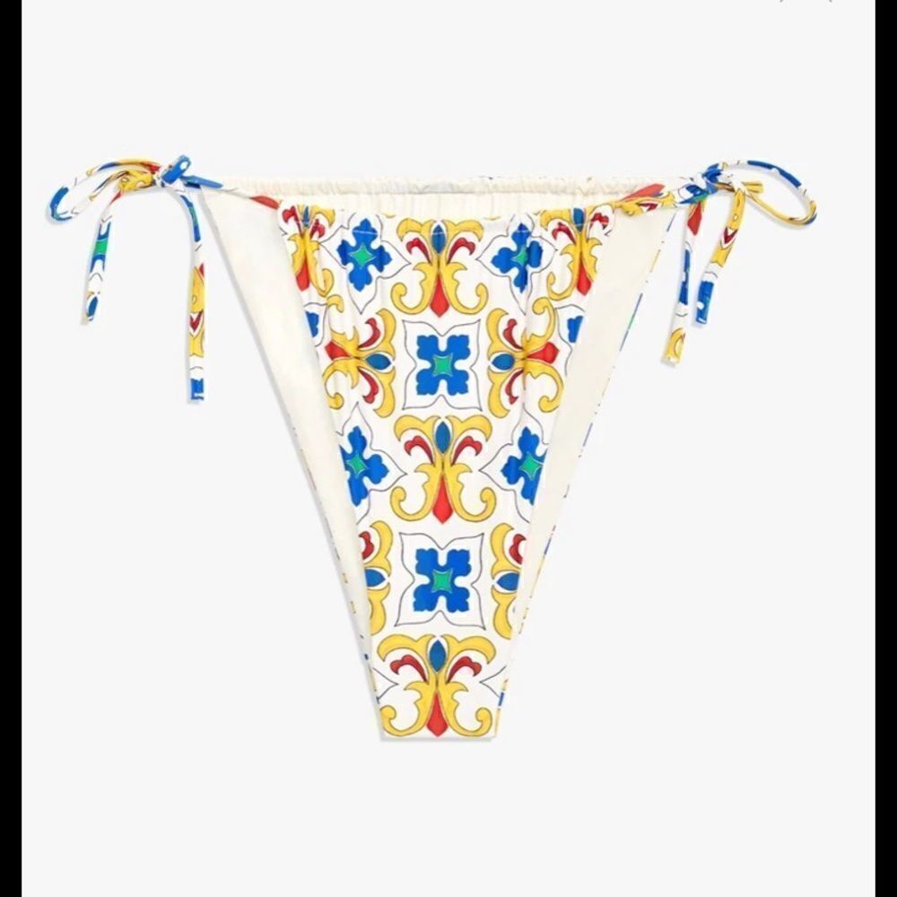 Pearl Multi Tile Ruched String Bikini Bottom - Picture 4 of 7